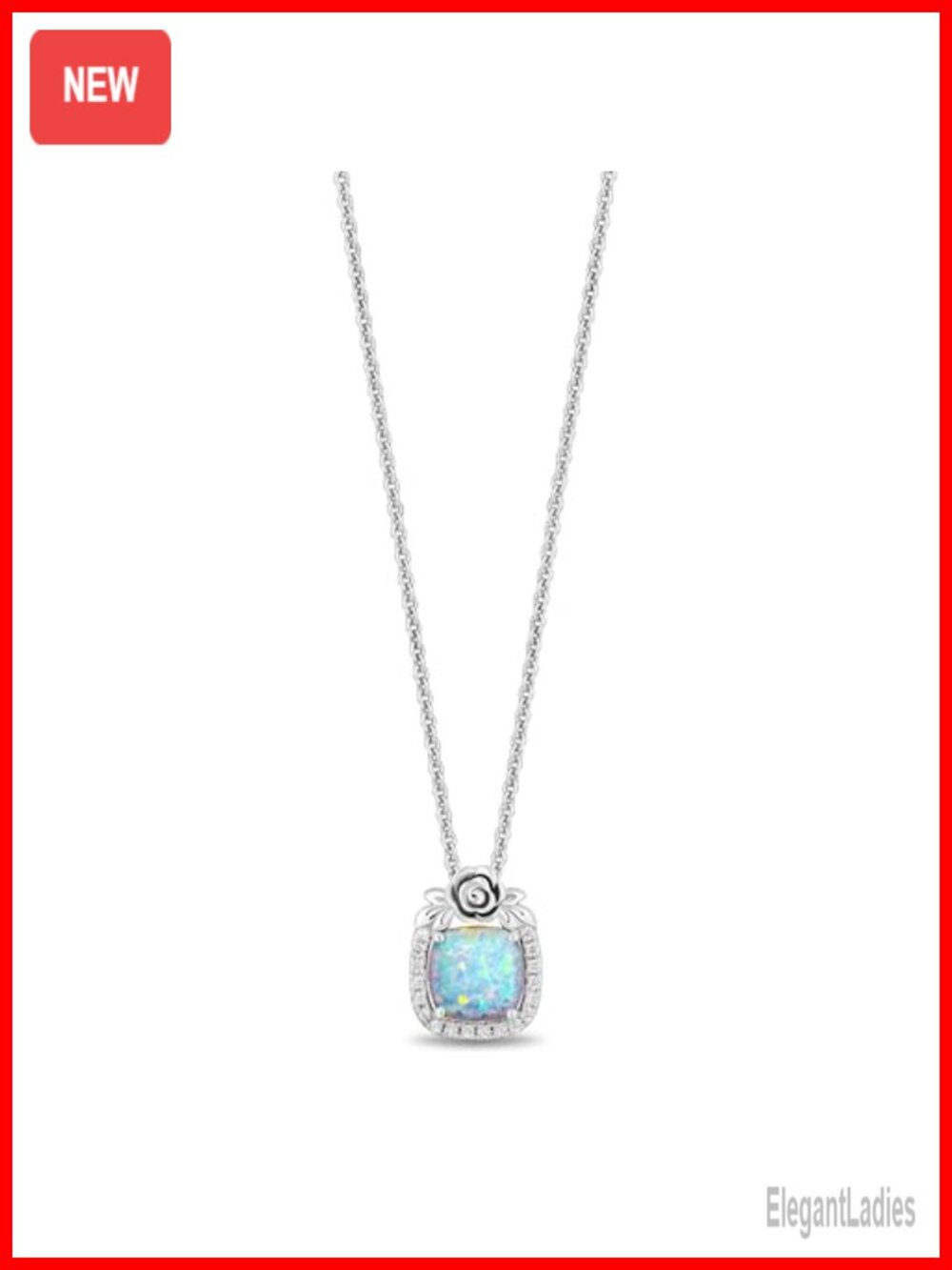 Sterling Silver Cinderella Opal Diamond Pendant Necklace